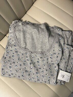 NWT Gap Pointelle Grey Pajamas - Size XL